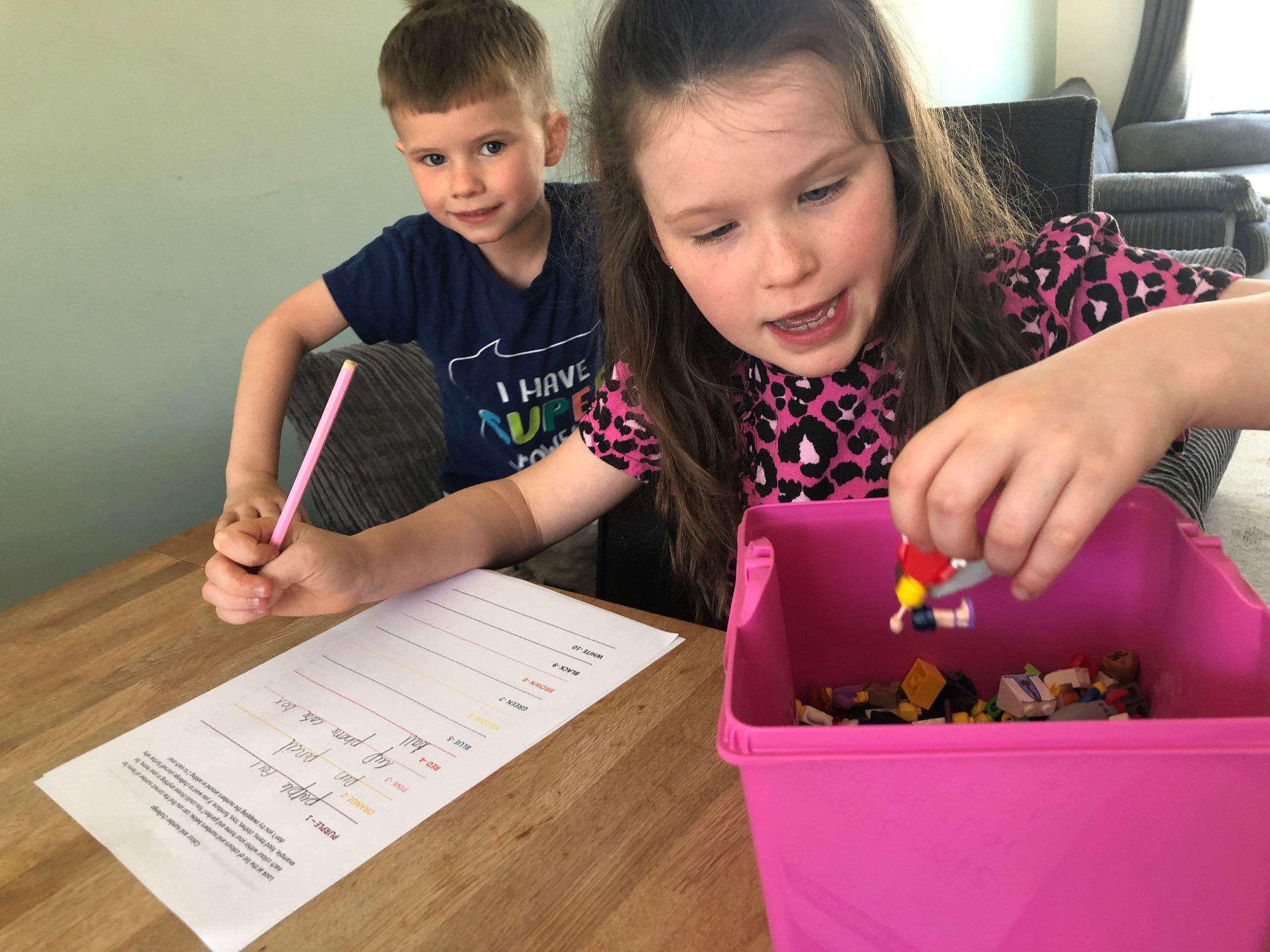 It is lovely to see children working together to complete the colour challenge at home!